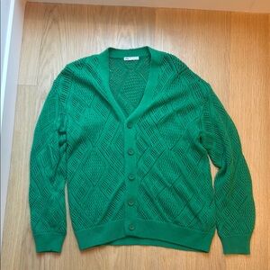 Zara Green Cardigan Sweater V-Neck Knit